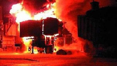انفجار محول الكهرباء الرئيسي بقرية كوم الأطرون بطوخ