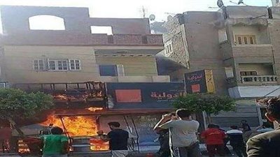 بالصور.. وفاة طفل في حريق مخبز بالإسماعيلية