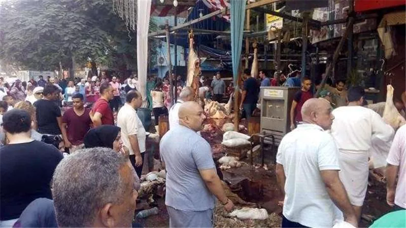 تزاحم المواطنون أمام محلات الجزارة بالجيزة