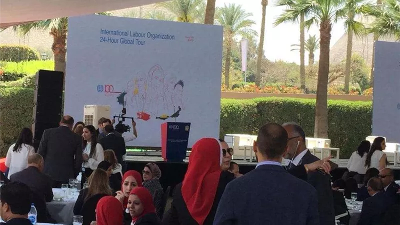 محمد سعفان يصل الى مقر احتفالية مئوية منظمة العمل الدولية بمصر