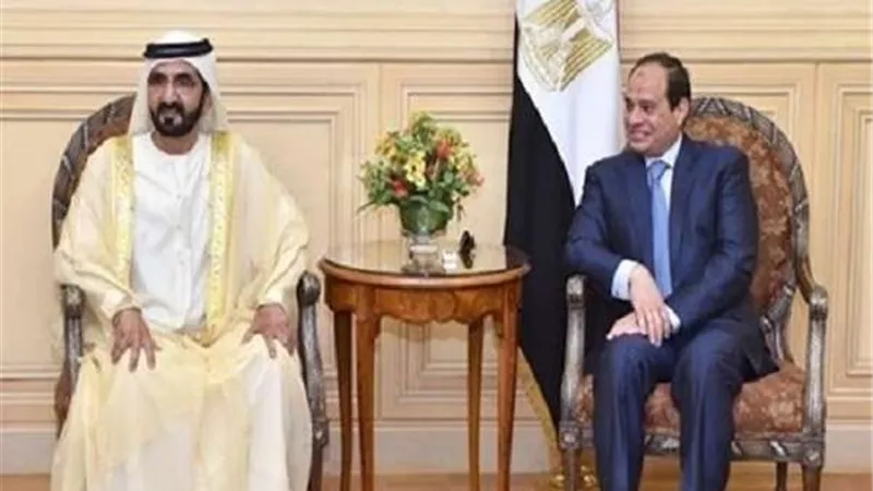 السيسي يستقبل الشيخ محمد بن راشد  في مقر إقامته ببكين