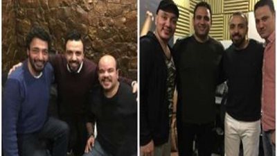بالصور.. حميد الشاعري في كواليس تسجيل أغنية مسلسل 