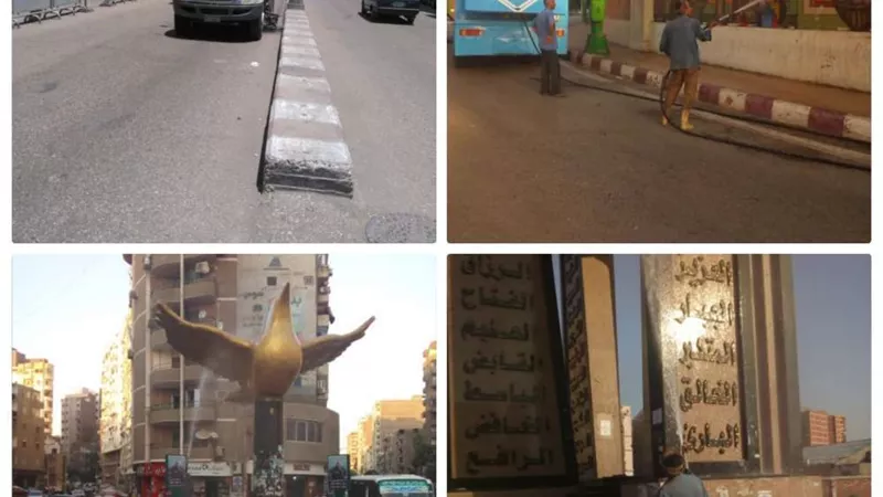 حملات نظافة مكثفة وكنس وغسيل الأرصفة والشوارع والميادين الحيوية بأسيوط