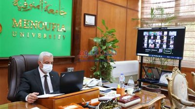 رئيس جامعة المنوفية يتابع الحالة الصحية لمصابى فريق كرة السرعة