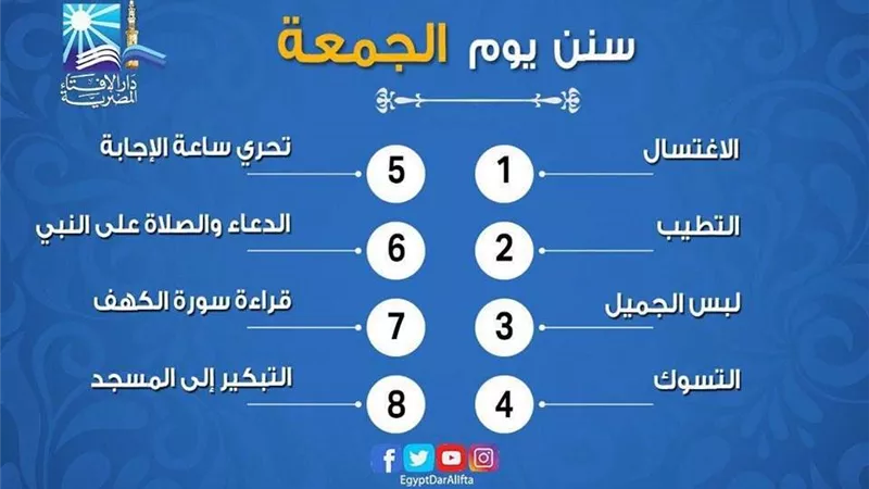 الإفتاء توضح السنن الواجب على المسلم فعلها يوم الجمعة