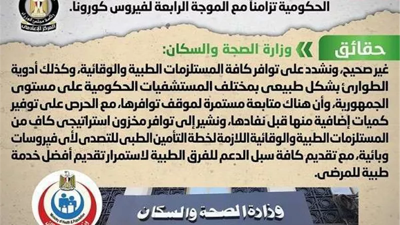 الحكومة تنفى وجود نقص المستلزمات الوقائية بمختلف المستشفيات الحكومية