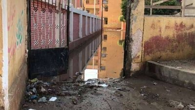 غرق مدرسة الرملة بالقليوبية بسبب كسر في ماسورة مياه ببنها