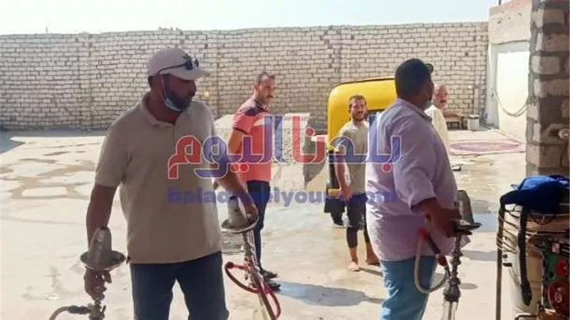 مصادرة ٢٠ شيشة ورفع ١٢٨ إشغال طريق بحوش عيسى في البحيرة
