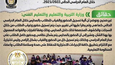 إتاحة موقع إلكتروني لتسجيل حضور وغياب الطلاب بالمدارس.. التعليم توضح