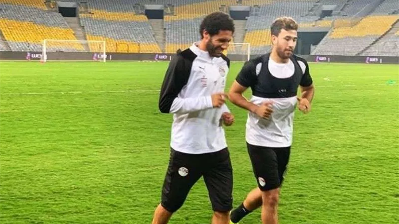 حجازي والنني وتريزيجيه في تدريبات المنتخب