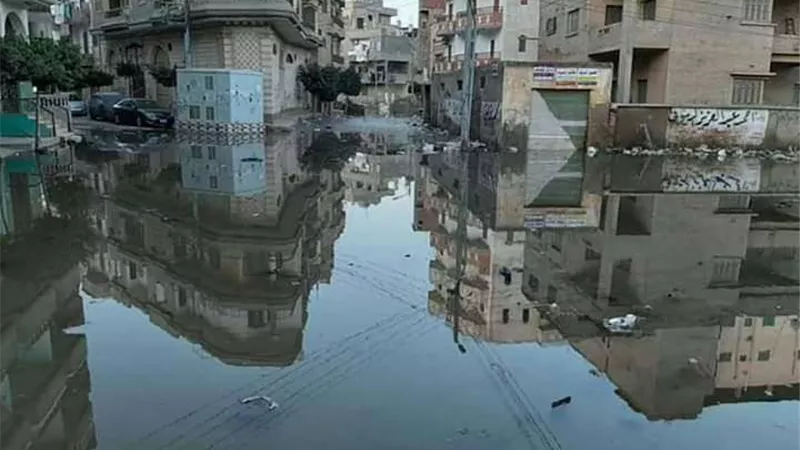 انفجار ماسورة مياه شرب ببلقاس في الدقهلية