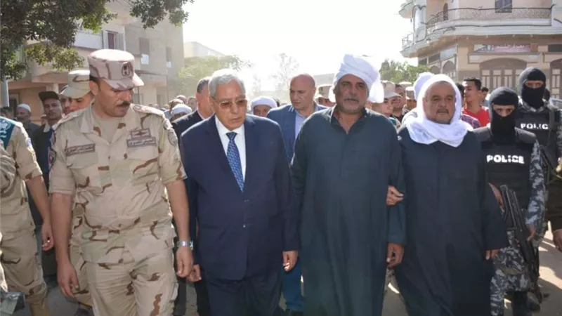 محافظ الدقهلية يشهد تشييع جنازة شهيد القوات المسلحة بتمي الأمديد