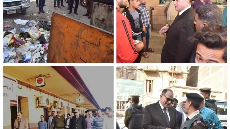 محافظ أسيوط يفاجىء العاملين بمحطة السكة الحديد ويحيل مخالفات القمامة للشئون القانونية