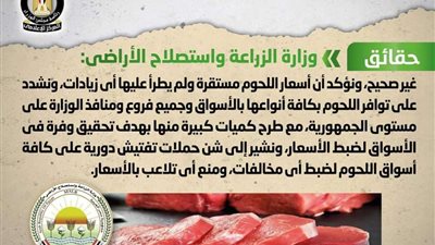 الحكومة تكشف حقيقة ارتفاع أسعار اللحوم بالأسواق تزامناً مع أعياد الميلاد المجيد