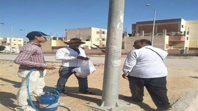 جهاز العاشر من رمضان يبدأ بتركيب أعمدة إنارة موفرة للطاقة