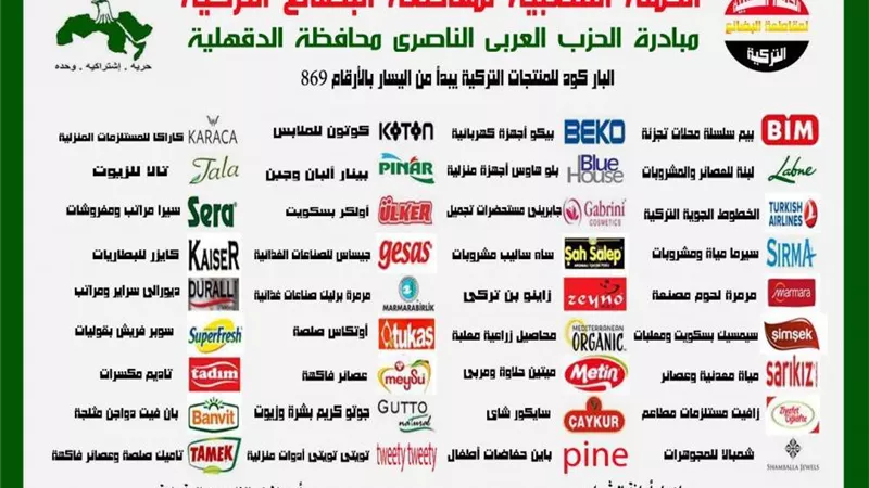 الحزب الناصري يشن حملة لمقاطعة المنتجات التركية