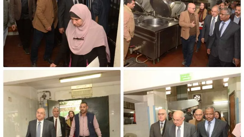 زيارة مفاجئة لرئيس جامعة أسيوط للمطبخ الرئيسي للمستشفيات الجامعية