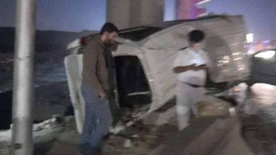 مصرع شخص وإصابة 11 آخرين فى انقلاب ميكروباص أعلى محور 26 يوليو