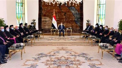 الرئيس السيسي يستقبل رؤساء الكنائس المشاركين في الجمعية العمومية لمجلس كنائس الشرق الأوسط