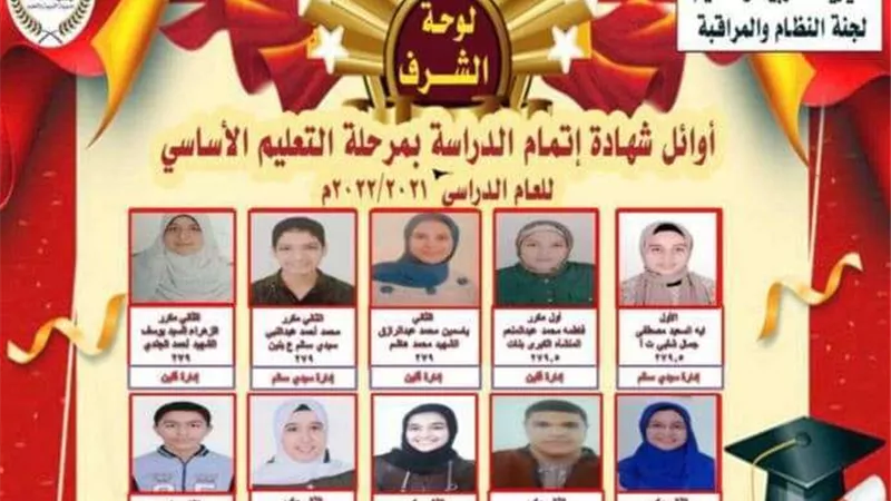 بكفر الشيخ .. أسماء العشرة الأوائل في الشهادة الإعدادية