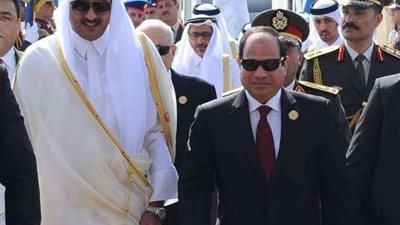 حرس الشرف تبدأ المراسم الرسمية لاستقبال الرئيس السيسي نظيرة القطري
