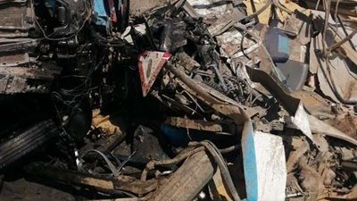 إصابة 7 إشخاص بحادث تصادم اتوبيس  مع سيارة ربع نقل