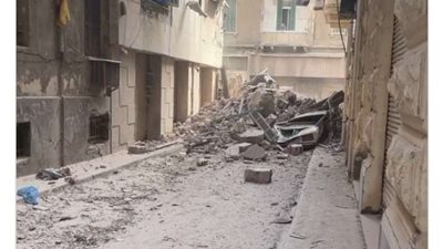 انهيار جزئي لعقار من 3 طوابق بعابدين دون وقوع اصابات