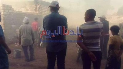 حريق هائل يلتهم حظيرة مواشي بسبب الطائرات الورقية بالمحلة