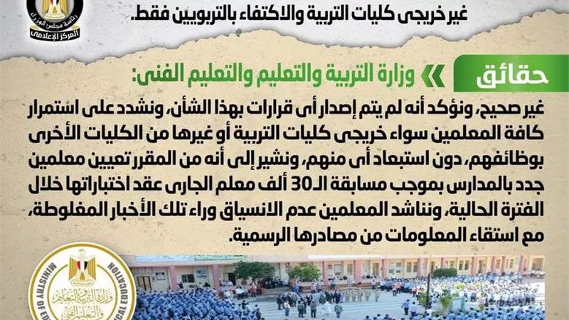 الوزراء يحسم الجدل حول صدور قرار بالاكتفاء بالتربويين فقط