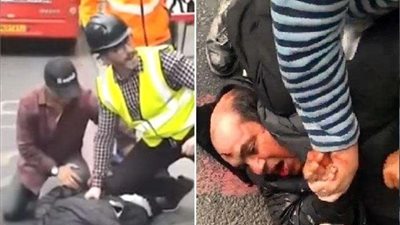 شاهد: رجل ينقض بسكين على حاخام يهودي متشدد
