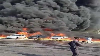 بالفيديو.. لحظة إنقاذ مواطن من انفجار خط بترول الطريق الصحراوي
