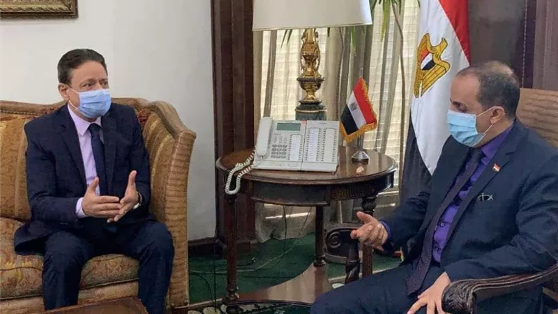 كرم جبر يستقبل وزير الإعلام اليمني بماسبيرو