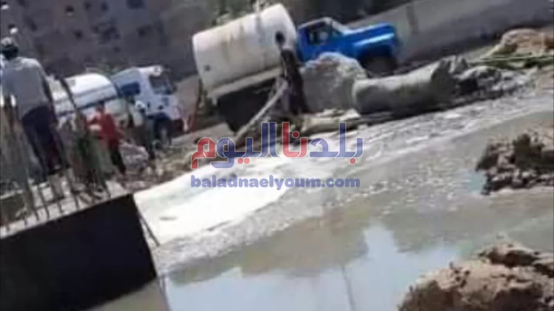 انفجار خط الصرف الصحى يتسبب في انقطاع المياه عن الأهالي بطنطا