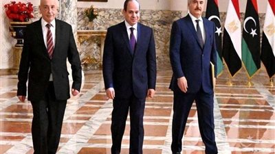 الرئيس السيسي يستقبل عقيلة صالح وخليفة حفتر بقصر الإتحادية