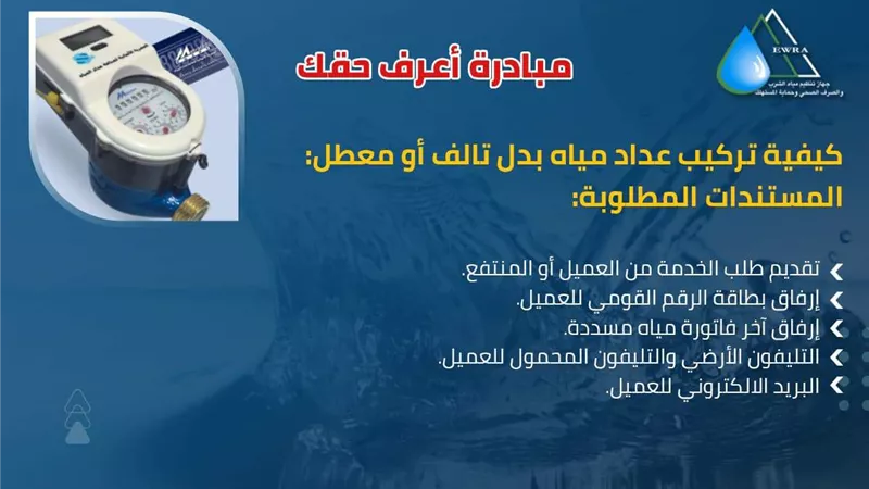 بالإنفوجراف.. تعرف على كيفية تركيب عداد مياه بدل تالف أو معطل
