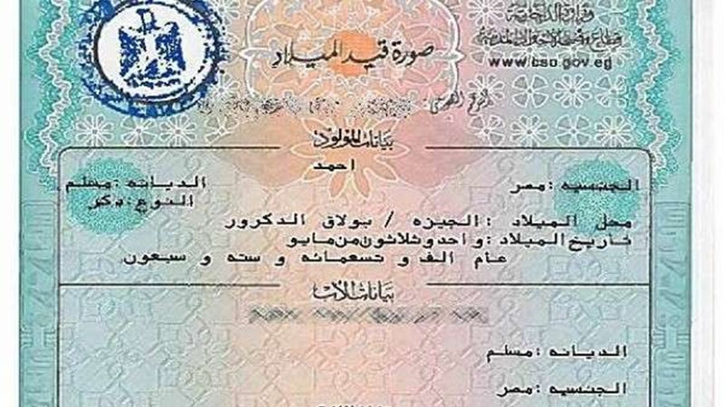 شهادة ميلاد