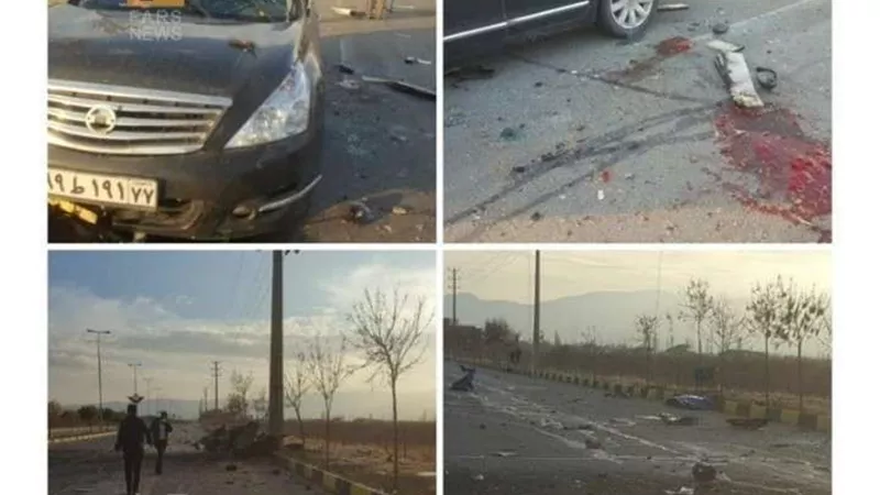 اللقطات الأولى من موقع اغتيال العالم النووي الإيراني فخري زاده قرب طهران