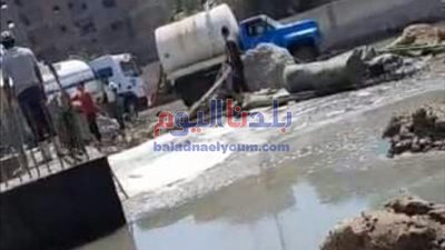 انفجار خط المياه الرئيسي بشارع بهتيم بشبرا الخيمة