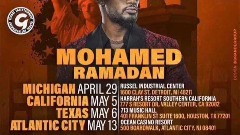 لأول مرة في أمريكا ... محمد رمضان يعلن عن 4 حفلات