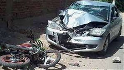 مصرع طالب إثر حادث تصادم سيارة بدراجة نارية في بني سويف