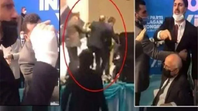 شاهد.. عراك بالأيدي في مؤتمر حزب اردوغان