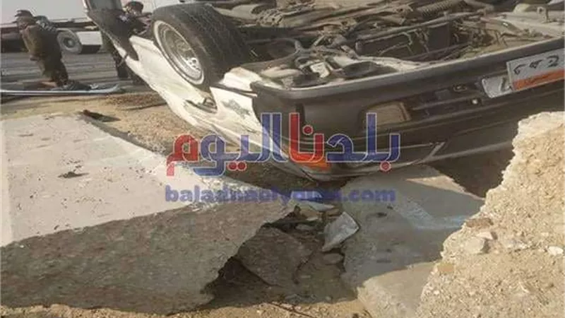 إصابة 7 أشخاص في حادث تصادم بمدخل معدية القنطرة شرق