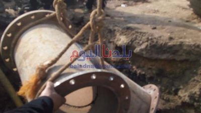 الانتهاء من إصلاح كسر بخط مياه في ميدان الشهداء ببني سويف..اليوم
