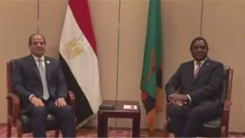 رئيس زامبيا يلتقي بالرئيس السيسي عقب وصوله