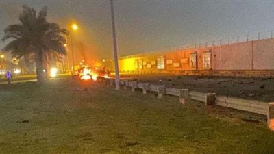 شاهد.. لحظة سقوط صاروخان من نوع كاتيوشا في محيط مطار بغداد الدولي