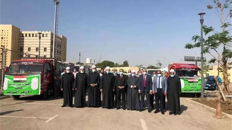 أكبر قافلة إغاثة من الأزهر الشريف تصل إلى قطاع غزة