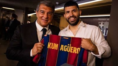 برشلونة يقدم لاعبه الجديد أغويرو لوسائل الإعلام