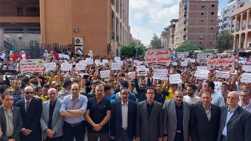 جامعة بنها تنظم وقفة تضامنية حاشدة لدعم الدولة المصرية والشعب الفلسطيني