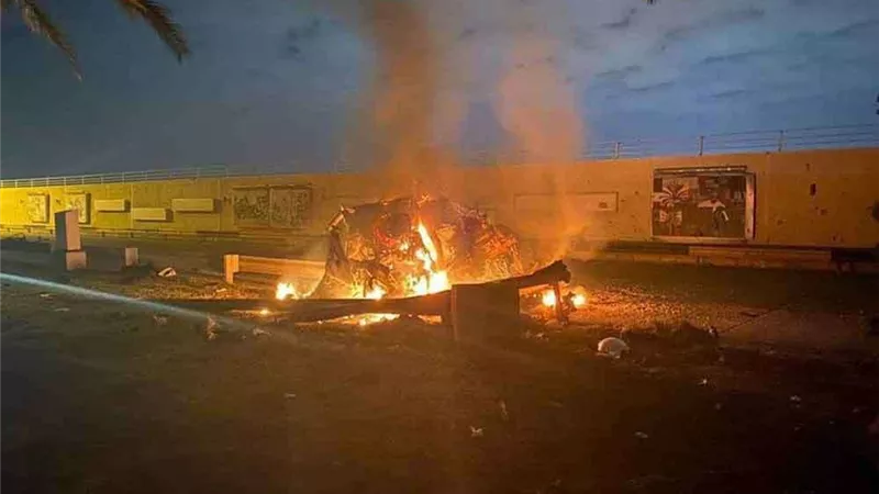 حريق هائل بمطار المثني ببغداد
