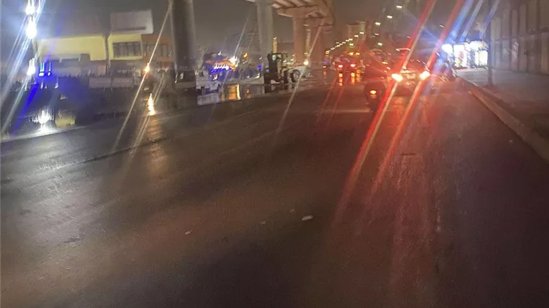 إغلاق شارع جسر السويس بسبب هبوط أرضي في منطقة حديقة بدر
